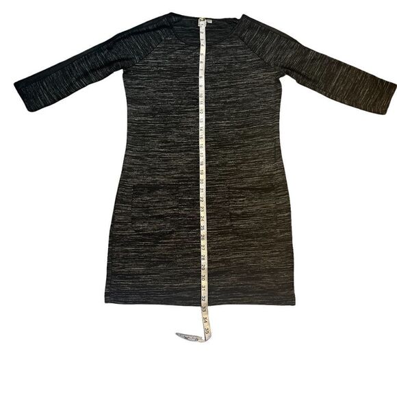 𝅺TWIK by Simons sweater dress long sleeve scoop neck black gray marled size M - Picture 10 of 15